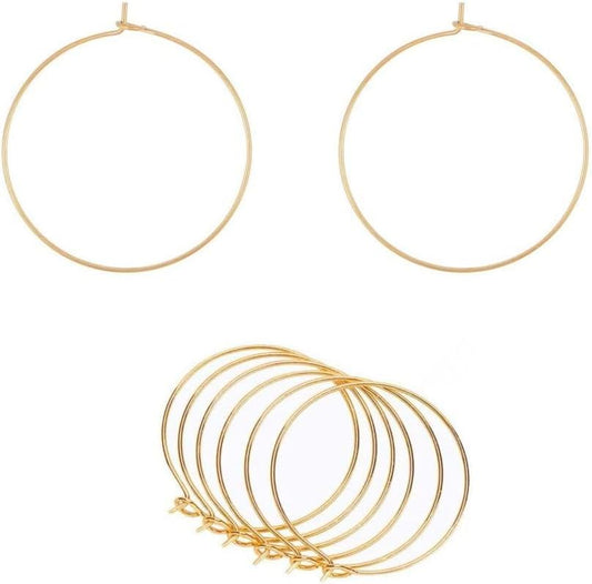 100pcs Adabele Tarnish Resistant 20mm 18K Yellow Gold Plated Round Hoop | Beading Circle Wire Loop, 0.7mm/21 Gauge, For Earrings Pendant Charm Wine Glass Craft Jewelry Making