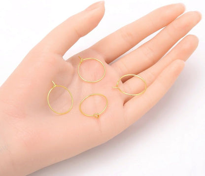 100pcs Adabele Tarnish Resistant 20mm 18K Yellow Gold Plated Round Hoop | Beading Circle Wire Loop, 0.7mm/21 Gauge, For Earrings Pendant Charm Wine Glass Craft Jewelry Making