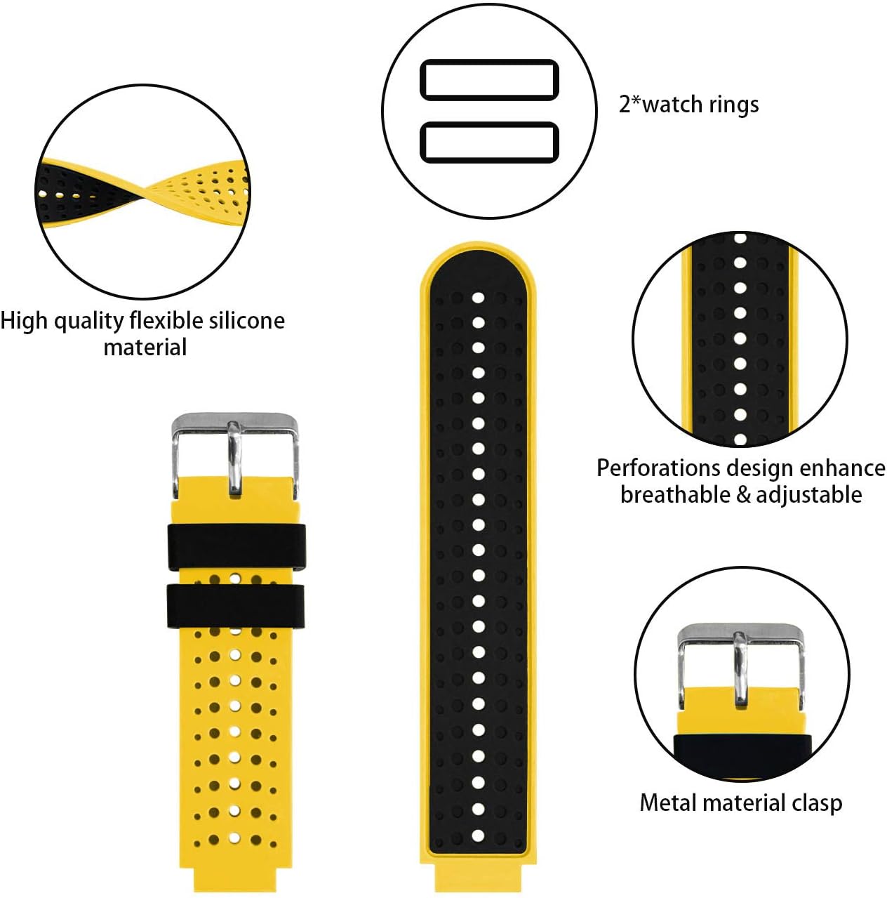 Band Compatible with Garmin Forerunner 235, Soft Silicone Replacement Watch Band Strap Wristband for 220/230/235/620/630/735XT/235 Lite Smart Watch for Women Men