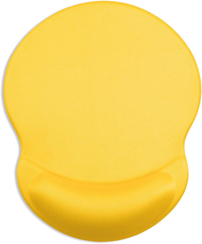 Ergonomic Mouse Pad with Gel Wrist Support Small Wrist Rest Smooth Surface Non-Slip PU Base Comfortable Office Supplies Pain Relief, 8.7 x 7.2 inches, Apricot Yellow