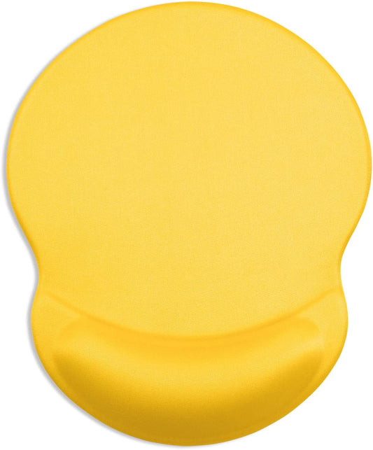 Ergonomic Mouse Pad with Gel Wrist Support Small Wrist Rest Smooth Surface Non-Slip PU Base Comfortable Office Supplies Pain Relief, 8.7 x 7.2 inches, Apricot Yellow