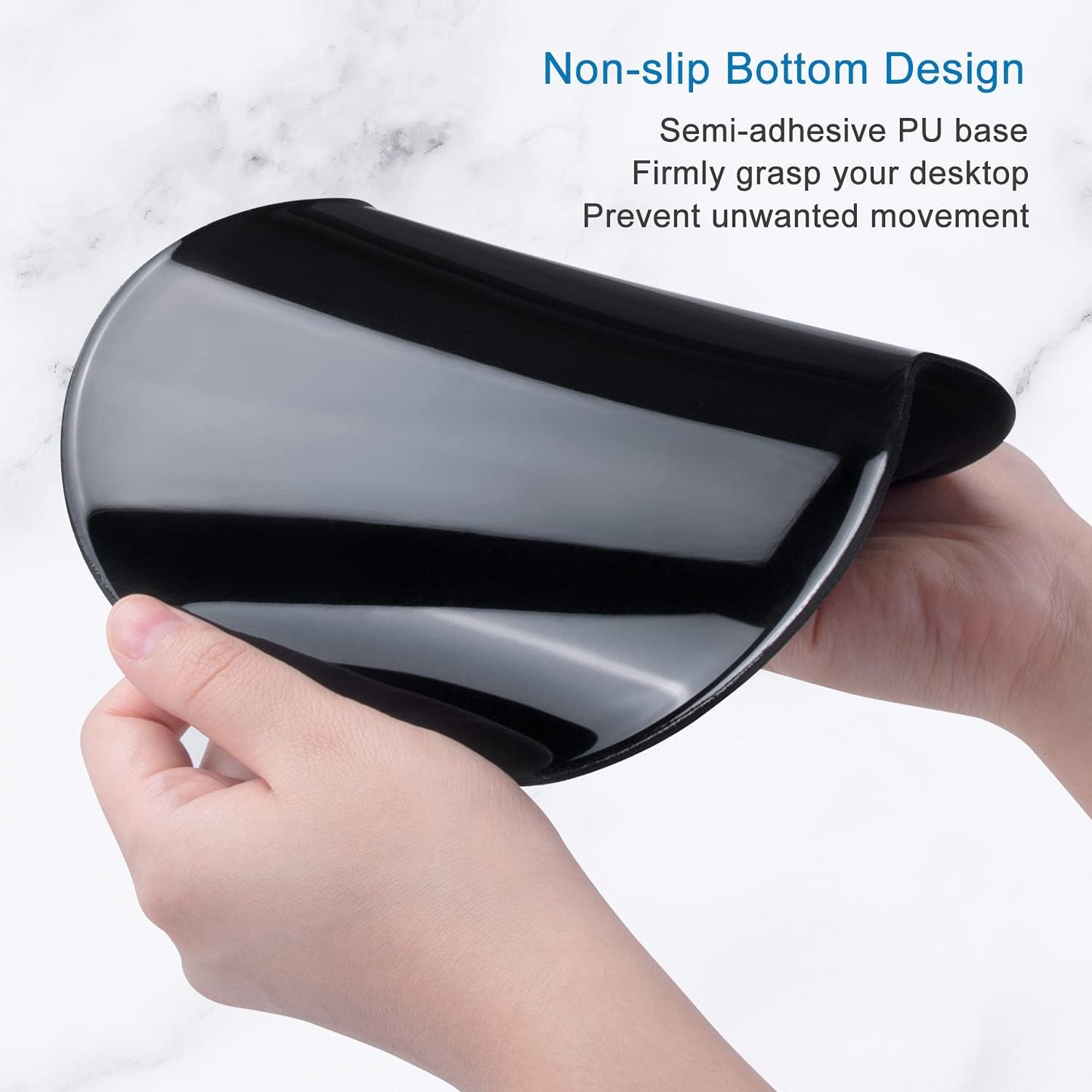 Ergonomic Mouse Pad with Gel Wrist Support Small Wrist Rest Smooth Surface Non-Slip PU Base Comfortable Office Supplies Pain Relief, 8.7 x 7.2 inches, Apricot Yellow