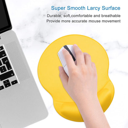 Ergonomic Mouse Pad with Gel Wrist Support Small Wrist Rest Smooth Surface Non-Slip PU Base Comfortable Office Supplies Pain Relief, 8.7 x 7.2 inches, Apricot Yellow