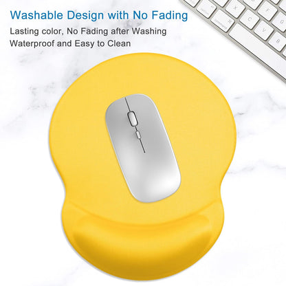 Ergonomic Mouse Pad with Gel Wrist Support Small Wrist Rest Smooth Surface Non-Slip PU Base Comfortable Office Supplies Pain Relief, 8.7 x 7.2 inches, Apricot Yellow