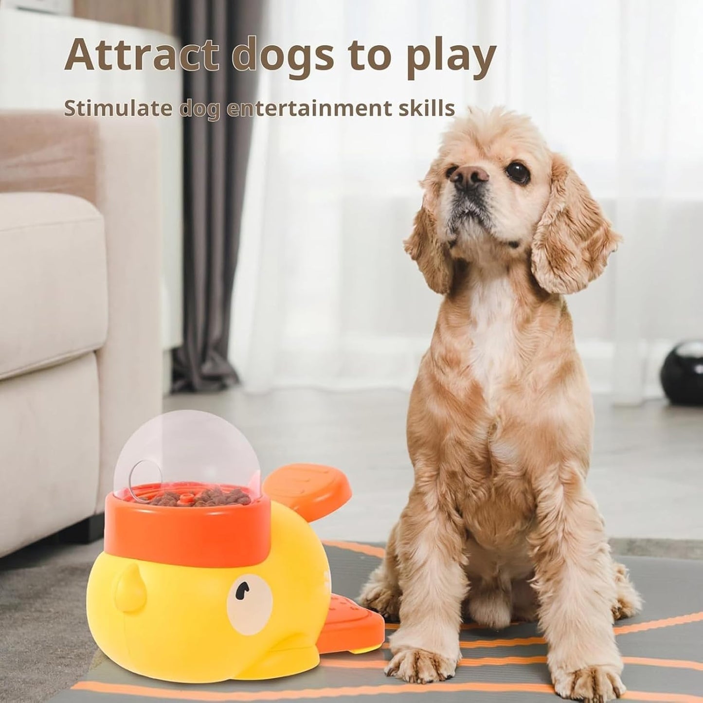 Duck Cat Treat Dispenser, Duck Dog Food Dispenser Toy, Interactive Duck-Shaped Puzzle Feeder for Dogs and Cats, Promotes IQ Training and Entertainment (Yellow)