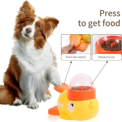 Duck Cat Treat Dispenser, Duck Dog Food Dispenser Toy, Interactive Duck-Shaped Puzzle Feeder for Dogs and Cats, Promotes IQ Training and Entertainment (Yellow)