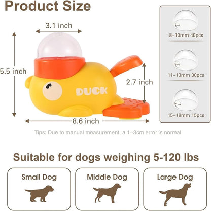 Duck Cat Treat Dispenser, Duck Dog Food Dispenser Toy, Interactive Duck-Shaped Puzzle Feeder for Dogs and Cats, Promotes IQ Training and Entertainment (Yellow)