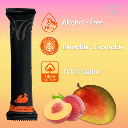 8" x 8in Moist Cotton Towel Individually Wrapped - Lemon and Peach-Mango (Case of 100) - Single-Use Oshibori Style Cotton Hospitality Towels