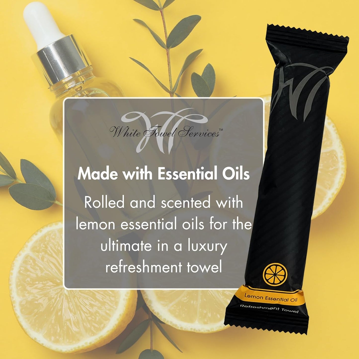 8" x 8in Moist Cotton Towel Individually Wrapped - Lemon and Peach-Mango (Case of 100) - Single-Use Oshibori Style Cotton Hospitality Towels