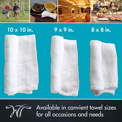 8" x 8in Moist Cotton Towel Individually Wrapped - Lemon and Peach-Mango (Case of 100) - Single-Use Oshibori Style Cotton Hospitality Towels