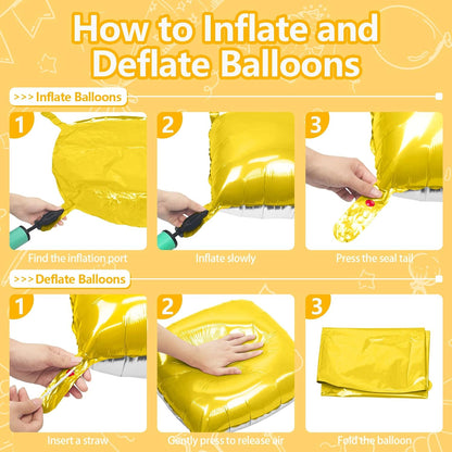 25PCS Yellow White Square Foil Balloons Wall Backdrop | Double Sided Pearl White and Yellow Balloons Arch Kit for Birthday Wedding Anniversary Baby Bridal Shower Party Decorations
