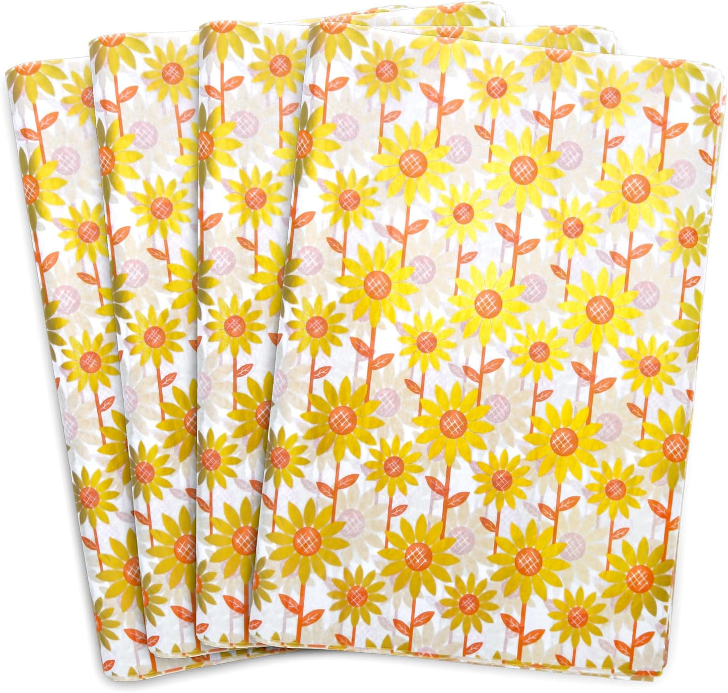 100 Sunflower Tissue Paper, Gold and Brown, 20" x 14", Perfect for Sunflower Party, Art Crafts, and Gift Bags