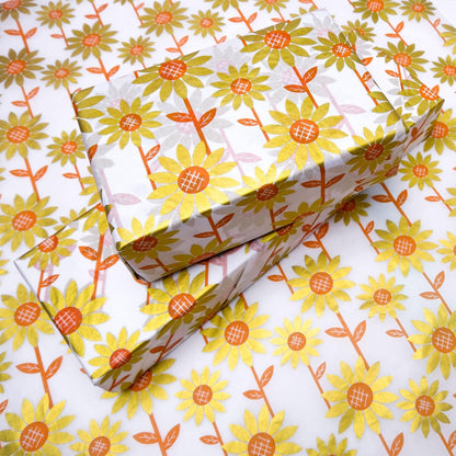 100 Sunflower Tissue Paper, Gold and Brown, 20" x 14", Perfect for Sunflower Party, Art Crafts, and Gift Bags
