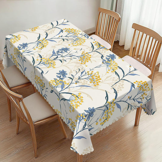 Yellow Berries and Leaves Rectangle Tablecloths Vintage Floral Table Cloths Dacorative Kitchen Dining Tablecloth for Rectangular Tables,Washable Table Cover for Party 54 x 72 Inch