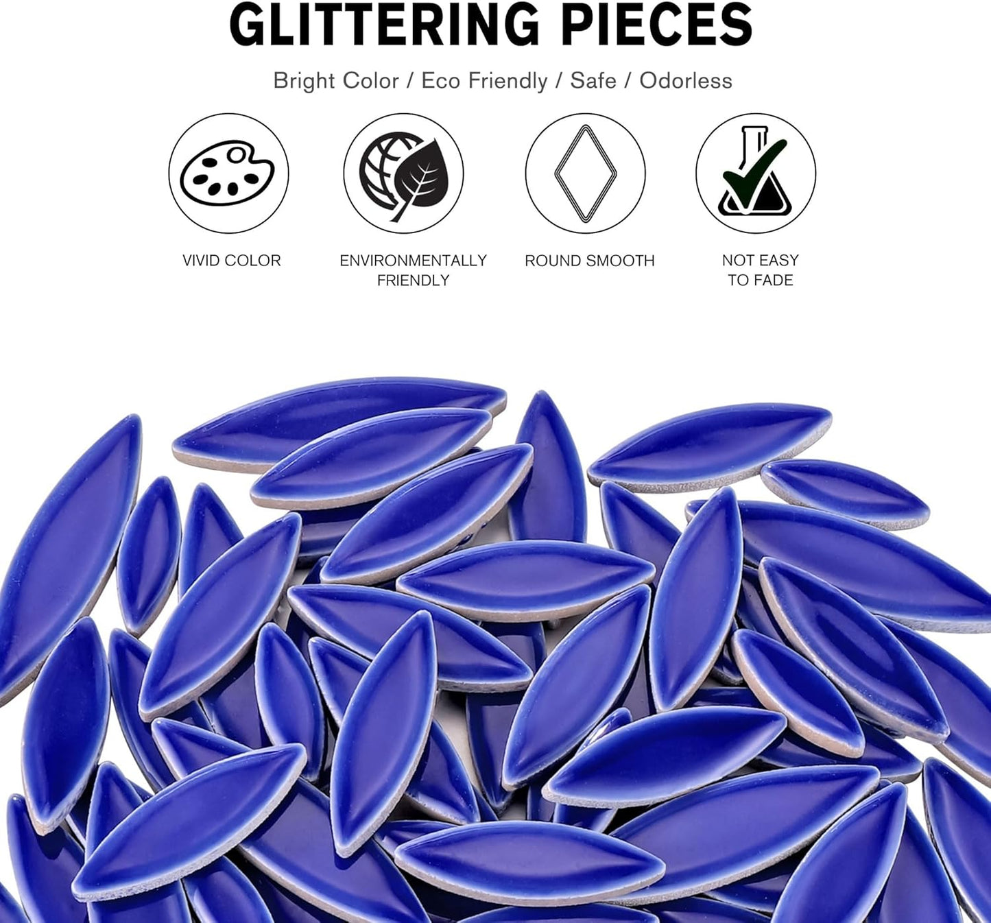 Petal Mosaic Tiles for Crafts, 200g Flower Leaf Ceramic Tiles Pieces for Mosaic Craft Supplies, DIY Outdoor Decor (Iridescent Yellow)
