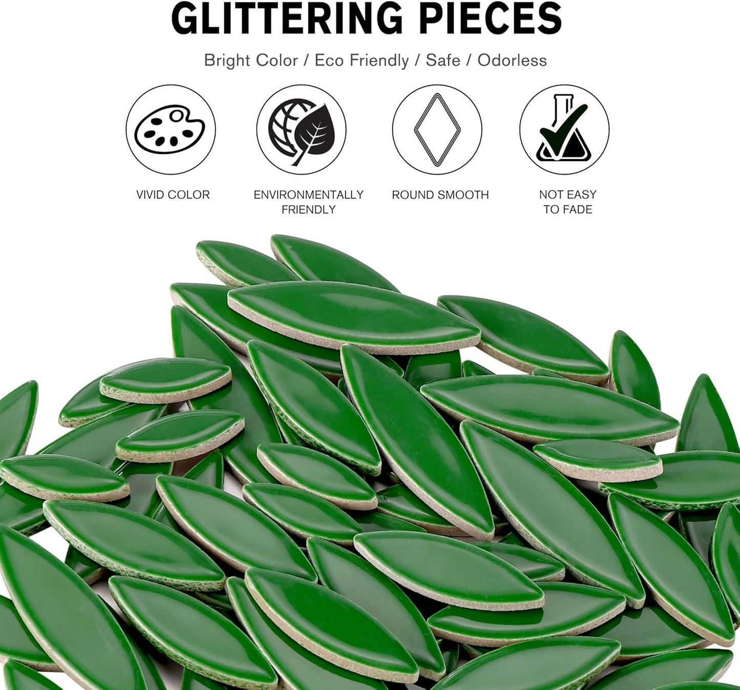 Petal Mosaic Tiles for Crafts, 200g Flower Leaf Ceramic Tiles Pieces for Mosaic Craft Supplies, DIY Outdoor Decor (Iridescent Yellow)