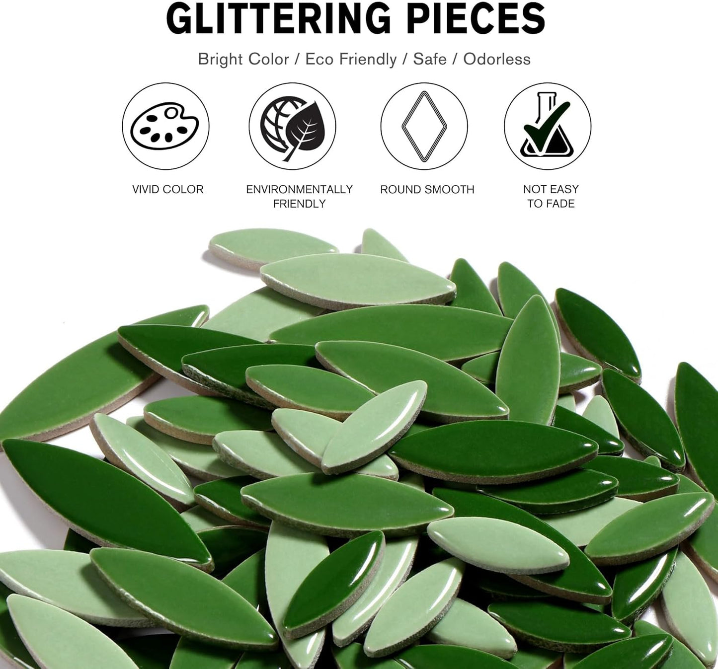 Petal Mosaic Tiles for Crafts, 200g Flower Leaf Ceramic Tiles Pieces for Mosaic Craft Supplies, DIY Outdoor Decor (Iridescent Yellow)