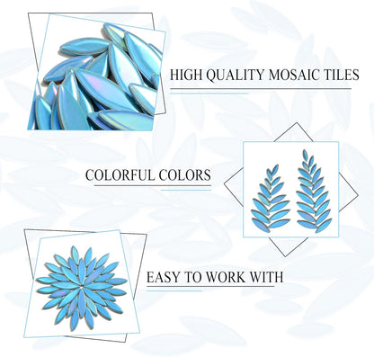 Petal Mosaic Tiles for Crafts, 200g Flower Leaf Ceramic Tiles Pieces for Mosaic Craft Supplies, DIY Outdoor Decor (Iridescent Yellow)