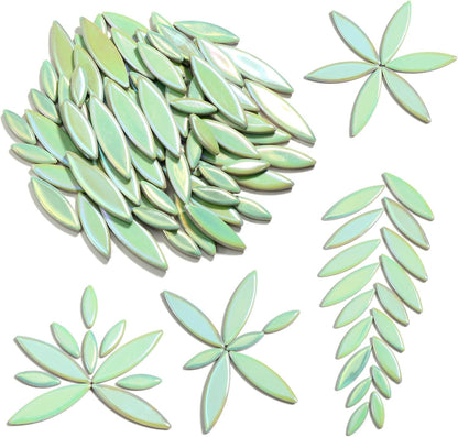 Petal Mosaic Tiles for Crafts, 200g Flower Leaf Ceramic Tiles Pieces for Mosaic Craft Supplies, DIY Outdoor Decor (Iridescent Yellow)