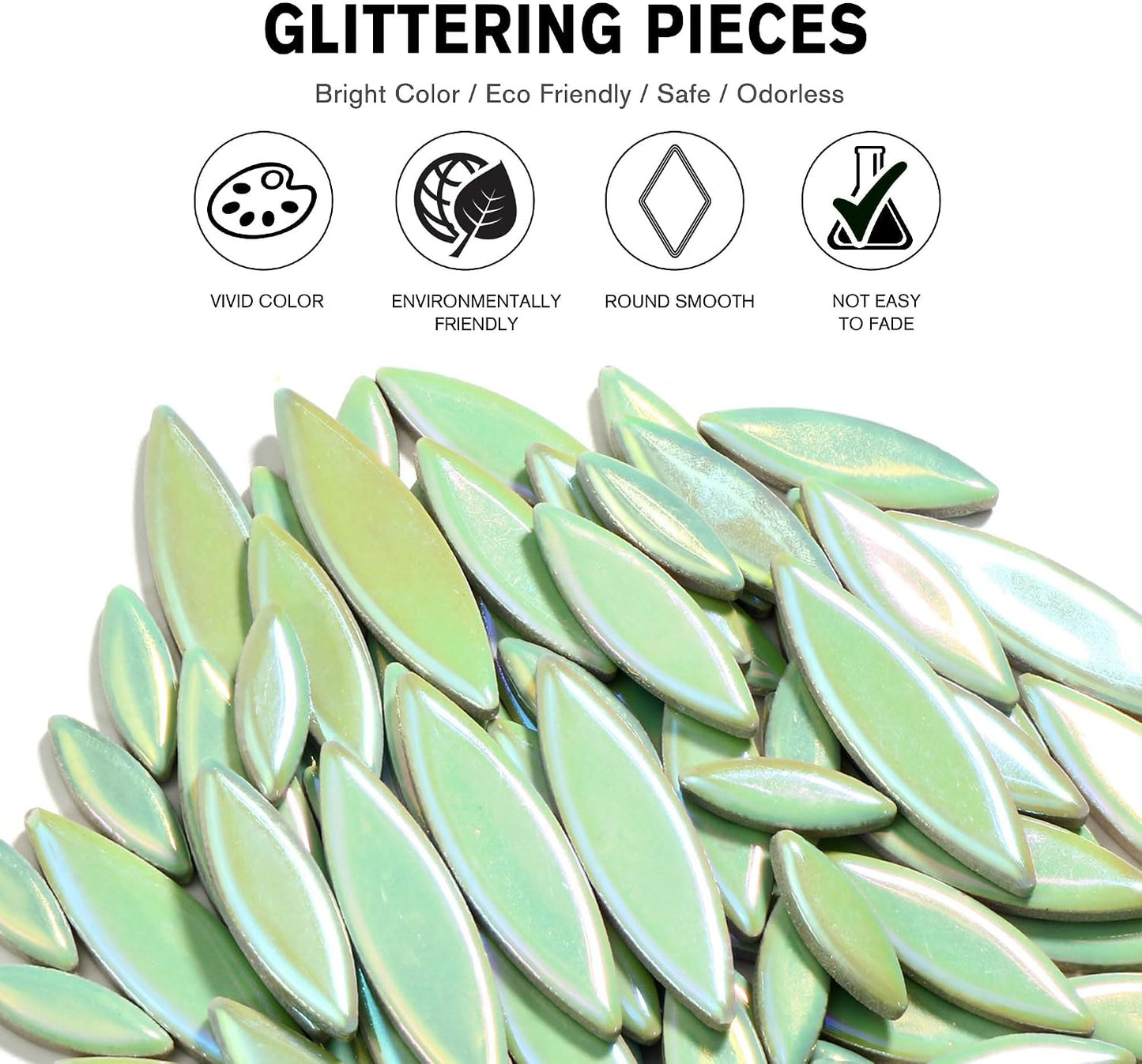 Petal Mosaic Tiles for Crafts, 200g Flower Leaf Ceramic Tiles Pieces for Mosaic Craft Supplies, DIY Outdoor Decor (Iridescent Yellow)