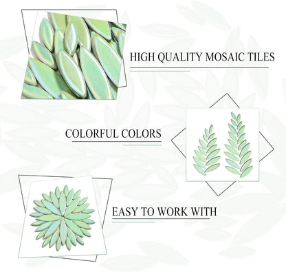 Petal Mosaic Tiles for Crafts, 200g Flower Leaf Ceramic Tiles Pieces for Mosaic Craft Supplies, DIY Outdoor Decor (Iridescent Yellow)