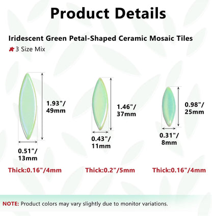 Petal Mosaic Tiles for Crafts, 200g Flower Leaf Ceramic Tiles Pieces for Mosaic Craft Supplies, DIY Outdoor Decor (Iridescent Yellow)