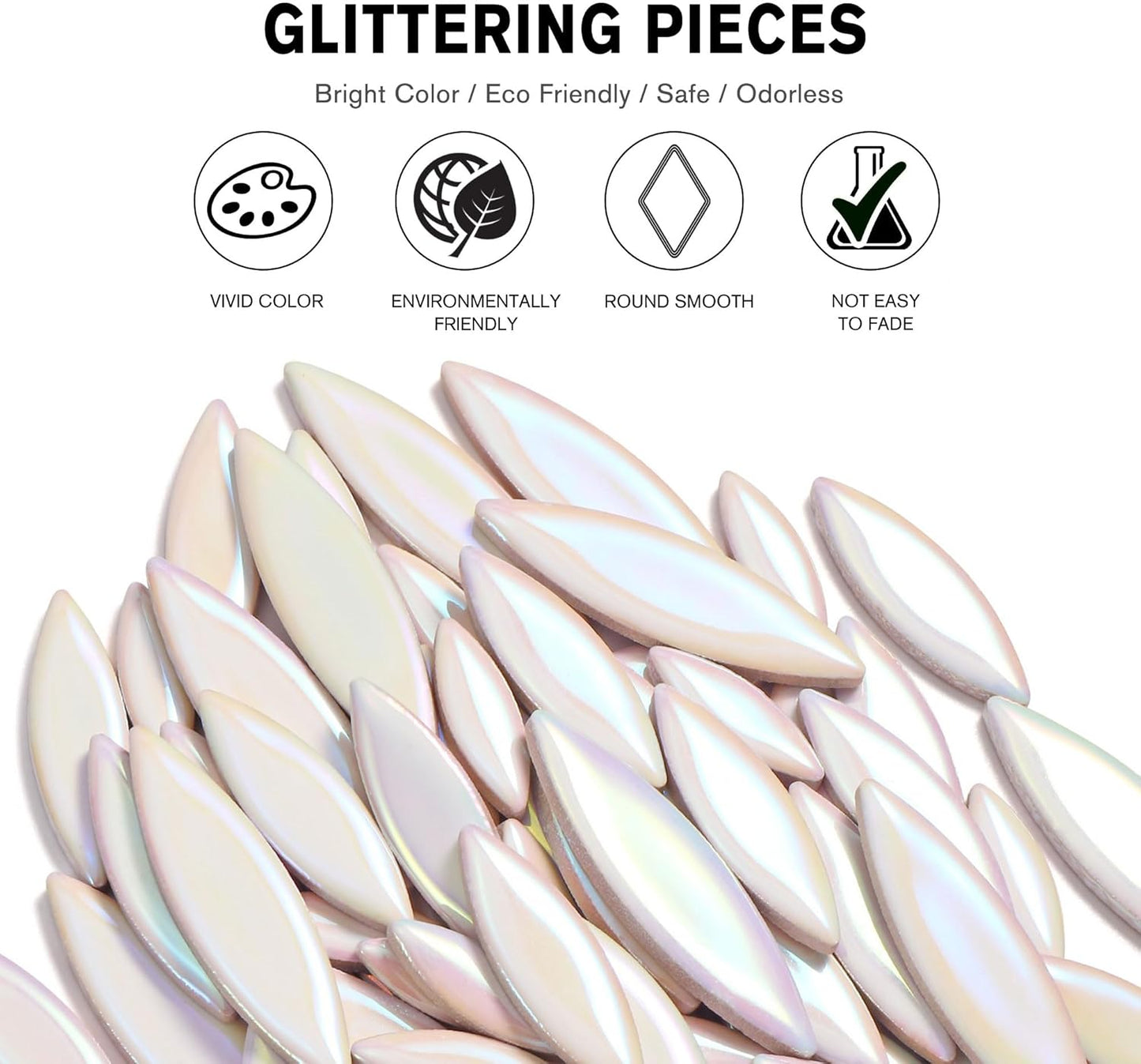 Petal Mosaic Tiles for Crafts, 200g Flower Leaf Ceramic Tiles Pieces for Mosaic Craft Supplies, DIY Outdoor Decor (Iridescent Yellow)