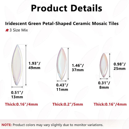 Petal Mosaic Tiles for Crafts, 200g Flower Leaf Ceramic Tiles Pieces for Mosaic Craft Supplies, DIY Outdoor Decor (Iridescent Yellow)