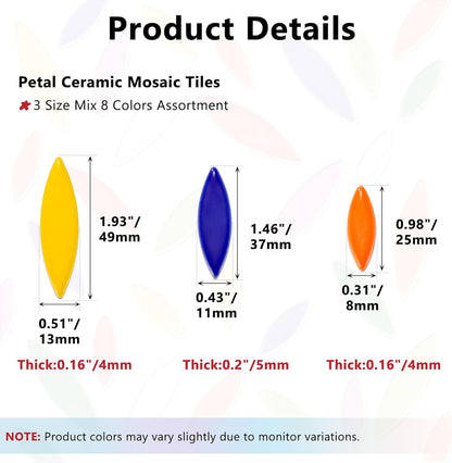Petal Mosaic Tiles for Crafts, 200g Flower Leaf Ceramic Tiles Pieces for Mosaic Craft Supplies, DIY Outdoor Decor (Iridescent Yellow)