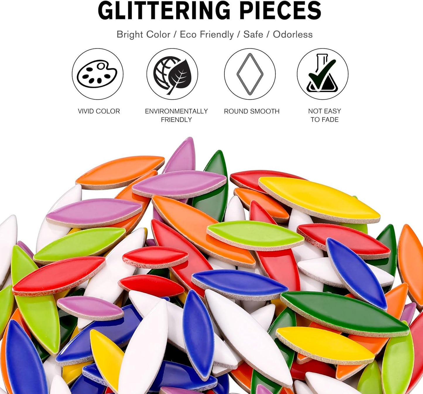 Petal Mosaic Tiles for Crafts, 200g Flower Leaf Ceramic Tiles Pieces for Mosaic Craft Supplies, DIY Outdoor Decor (Iridescent Yellow)