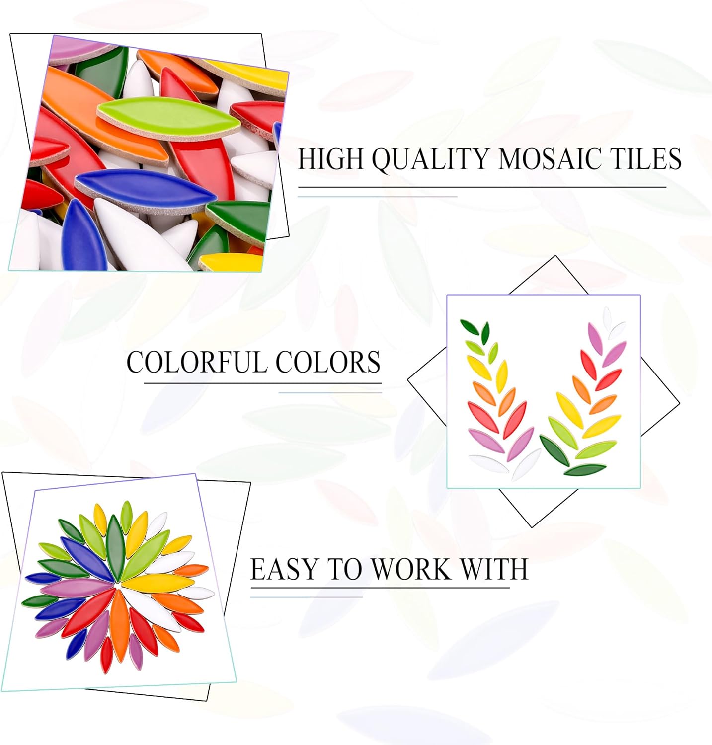 Petal Mosaic Tiles for Crafts, 200g Flower Leaf Ceramic Tiles Pieces for Mosaic Craft Supplies, DIY Outdoor Decor (Iridescent Yellow)