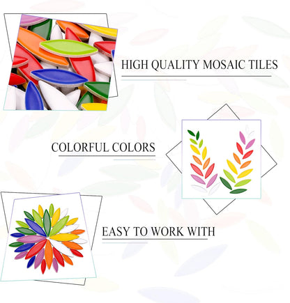 Petal Mosaic Tiles for Crafts, 200g Flower Leaf Ceramic Tiles Pieces for Mosaic Craft Supplies, DIY Outdoor Decor (Iridescent Yellow)