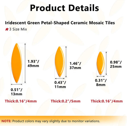 Petal Mosaic Tiles for Crafts, 200g Flower Leaf Ceramic Tiles Pieces for Mosaic Craft Supplies, DIY Outdoor Decor (Iridescent Yellow)