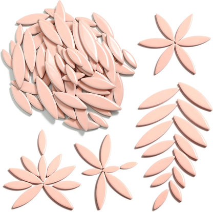 Petal Mosaic Tiles for Crafts, 200g Flower Leaf Ceramic Tiles Pieces for Mosaic Craft Supplies, DIY Outdoor Decor (Iridescent Yellow)