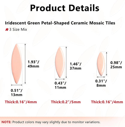 Petal Mosaic Tiles for Crafts, 200g Flower Leaf Ceramic Tiles Pieces for Mosaic Craft Supplies, DIY Outdoor Decor (Iridescent Yellow)