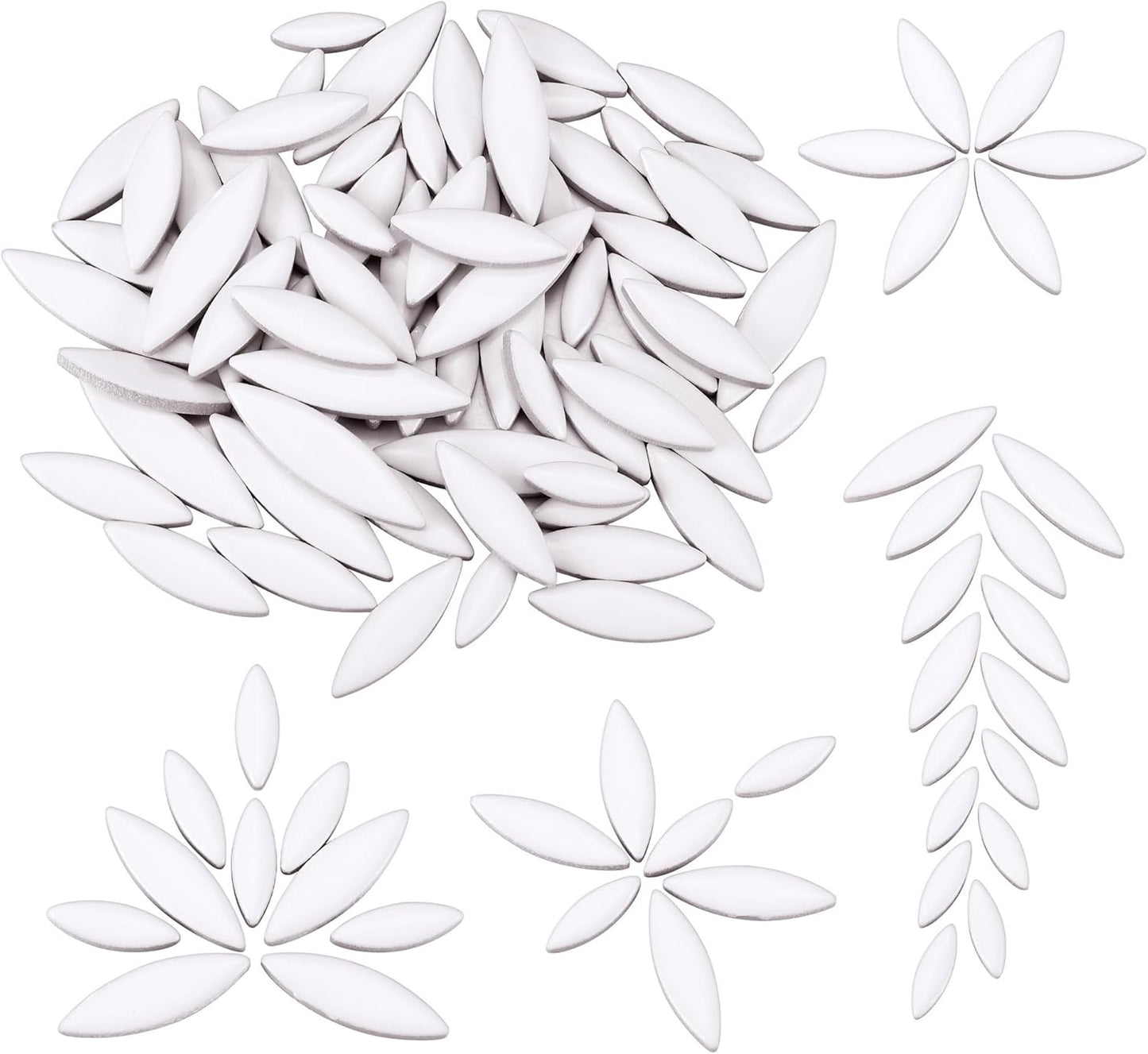 Petal Mosaic Tiles for Crafts, 200g Flower Leaf Ceramic Tiles Pieces for Mosaic Craft Supplies, DIY Outdoor Decor (Iridescent Yellow)