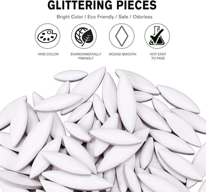 Petal Mosaic Tiles for Crafts, 200g Flower Leaf Ceramic Tiles Pieces for Mosaic Craft Supplies, DIY Outdoor Decor (Iridescent Yellow)