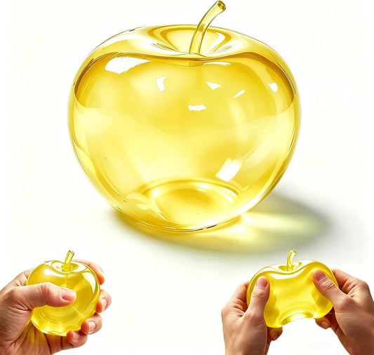 Apple Squishy Stress Ball, Cute Apple Squeeze Sensory Toy for Anxiety, Decompression Gift for Kids Adults (Yellow)