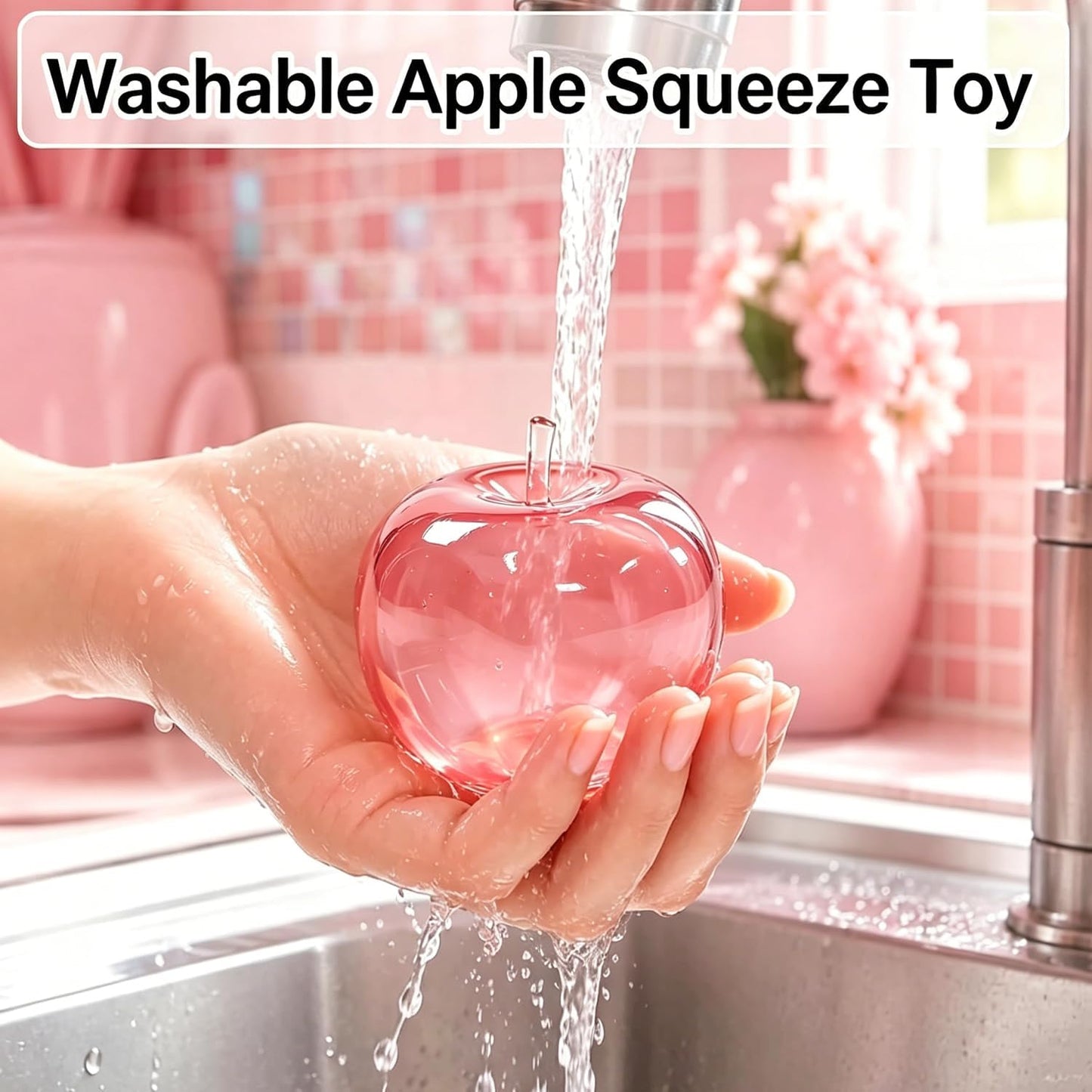 Apple Squishy Stress Ball, Cute Apple Squeeze Sensory Toy for Anxiety, Decompression Gift for Kids Adults (Yellow)