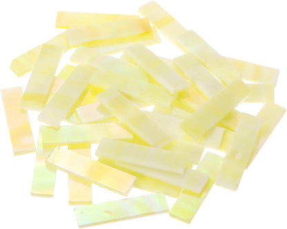 Rectangular Mosaic Tiles Stained Glass Strips, 1.57" x 0.4" Iridescent Yellow Glass Pieces 200g/7.05 oz Mosaic Tile Making Supplies for DIY Handmade Crafts and Home Decoration