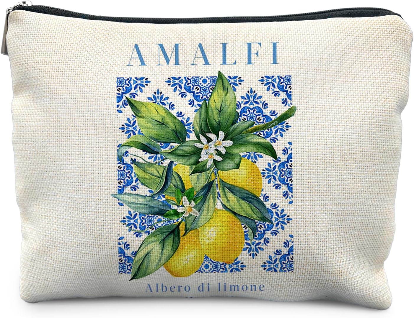 Lemon Gifts Makeup Bag, Amalfi Coast Souvenirs Cosmetic Bags for Women, Mediterranean Makeup Pouch, Italian Souvenirs Gift Zipper Pouch