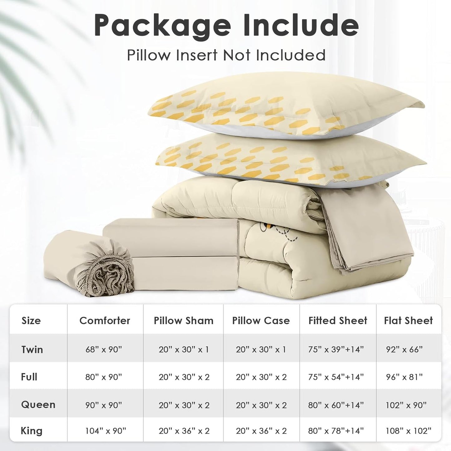 7Pcs Comforter Set Queen Size, Honey Bee Themed Yellow Sunflower, Bedding Decor Cute Daisy Flower Bumble Honeycomb Bedroom Bed Set Flat Fitted Sheet Pillowcases Shams for Kids and Adults