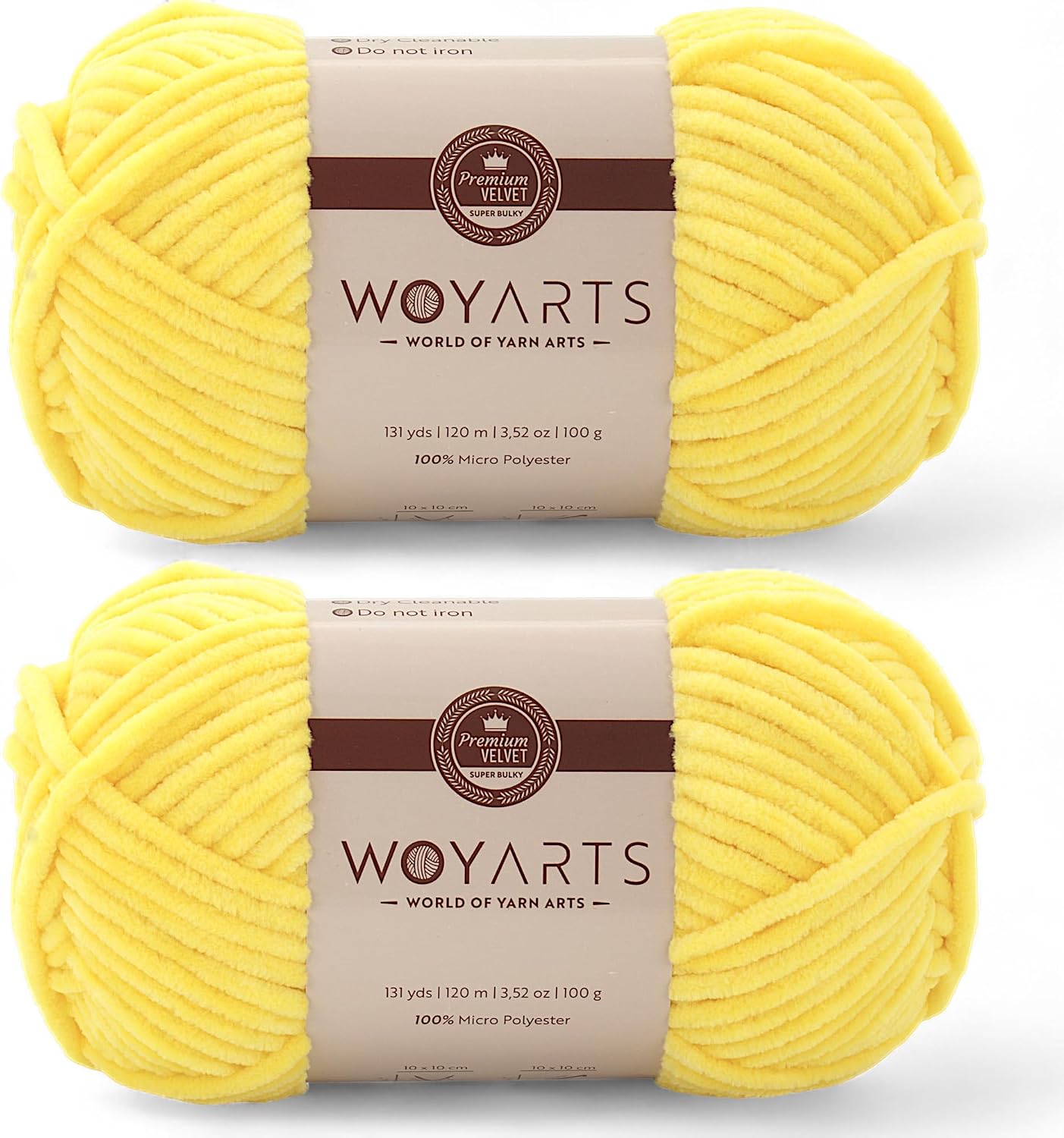 2-Pack Velvet Yarn – Super Bulky Chunky Chenille Yarn for Crocheting & Knitting (2x100g) – Thick, Fluffy & Soft – Perfect for Baby Blanket, Amigurumi, Plush Projects (B-Yellow, 2 Skein)