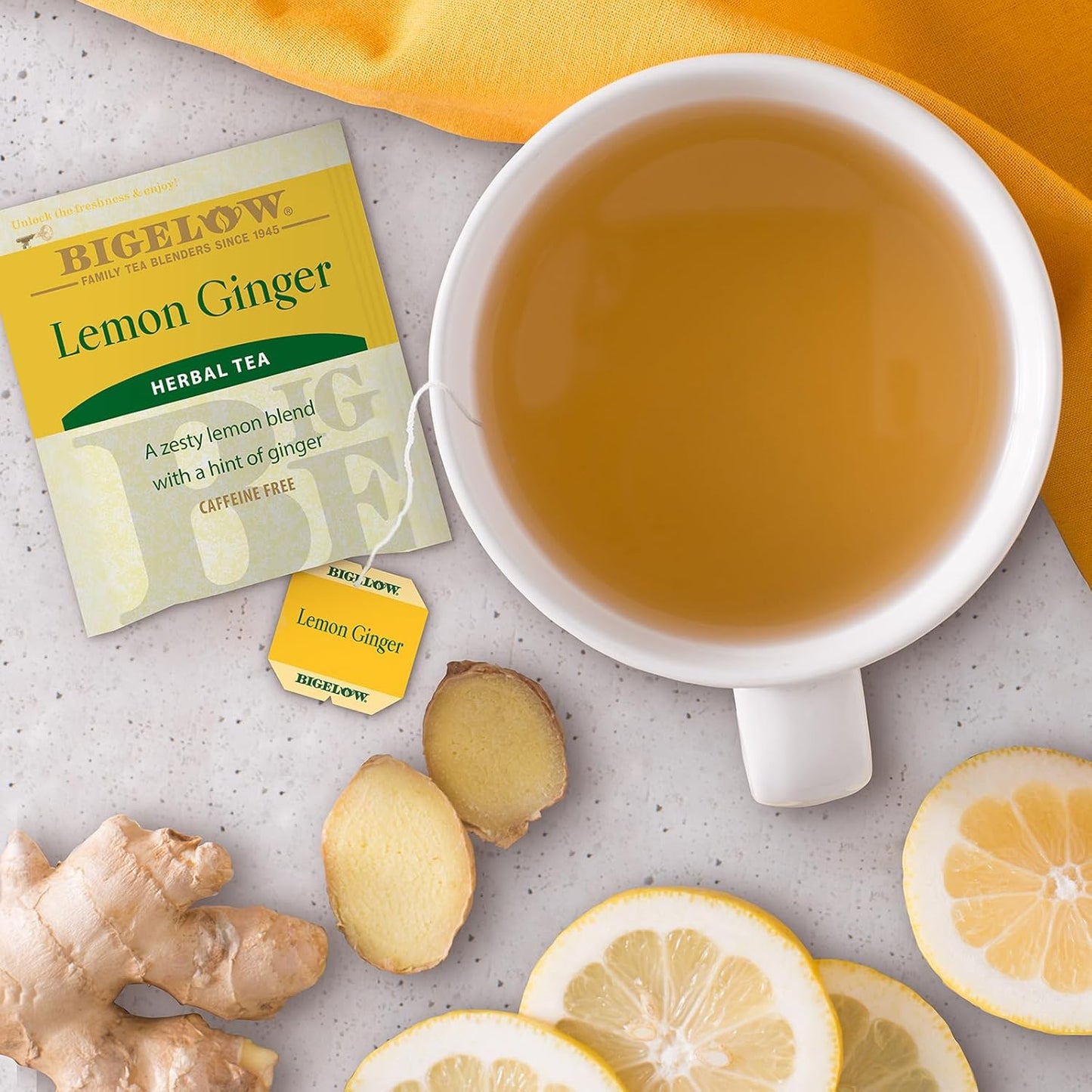 Lemon Ginger, 80 Count Box (Pack of 1) Caffeine Free Herbal Tea , 80 Tea Bags Total
