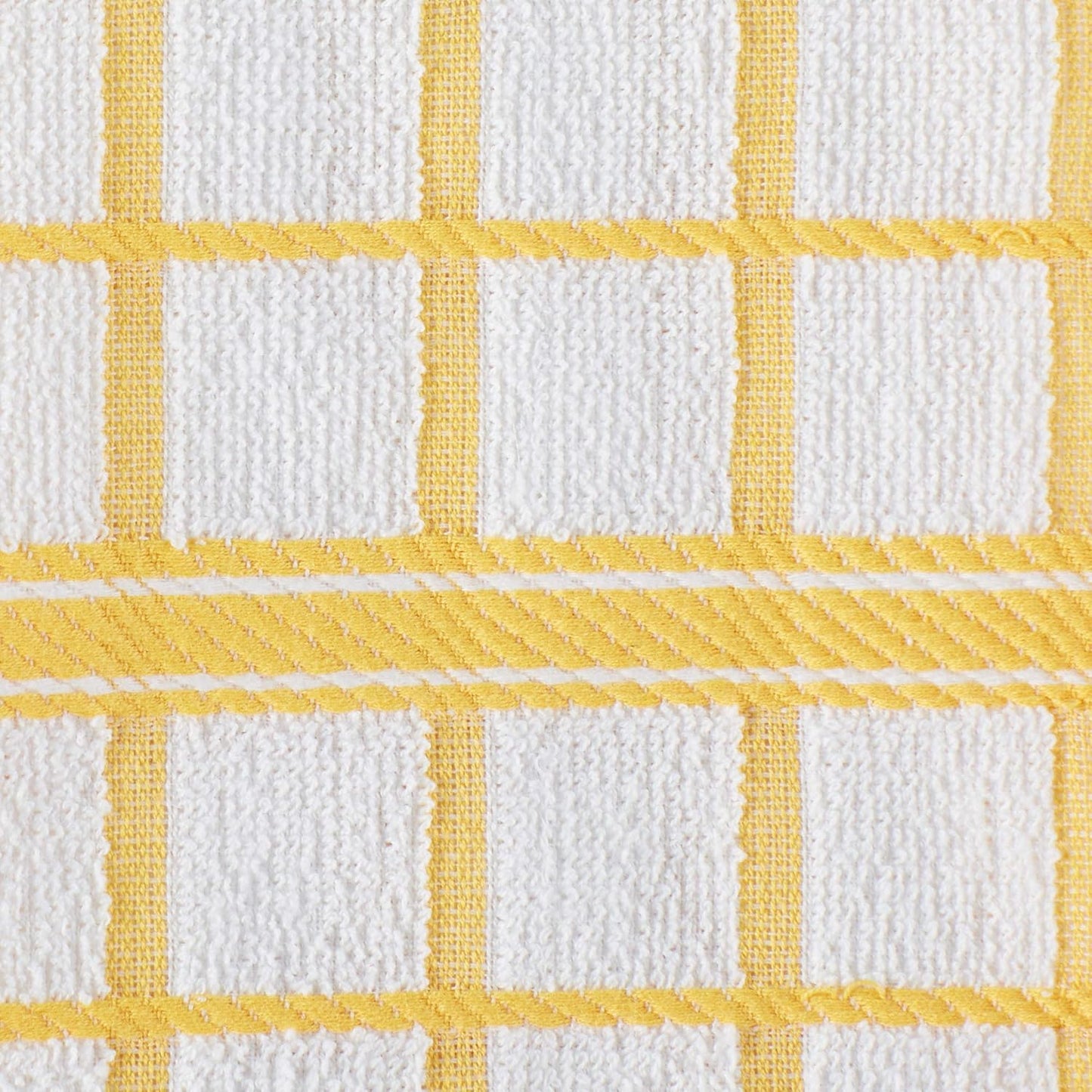 Basic Terry Collection Windowpane Dishtowel Set, 16x26, Yellow, 4 Count