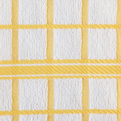 Basic Terry Collection Windowpane Dishtowel Set, 16x26, Yellow, 4 Count