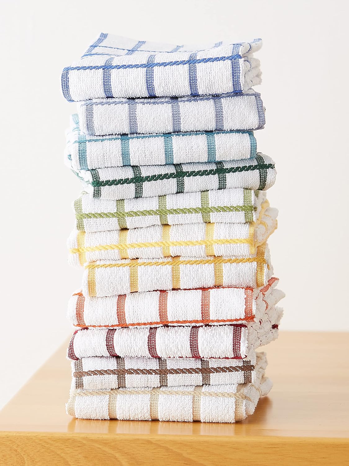 Basic Terry Collection Windowpane Dishtowel Set, 16x26, Yellow, 4 Count