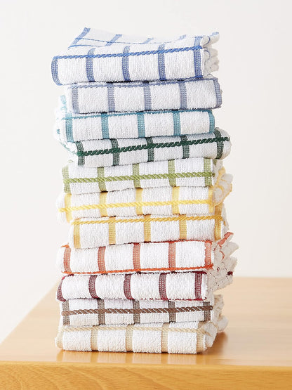 Basic Terry Collection Windowpane Dishtowel Set, 16x26, Yellow, 4 Count
