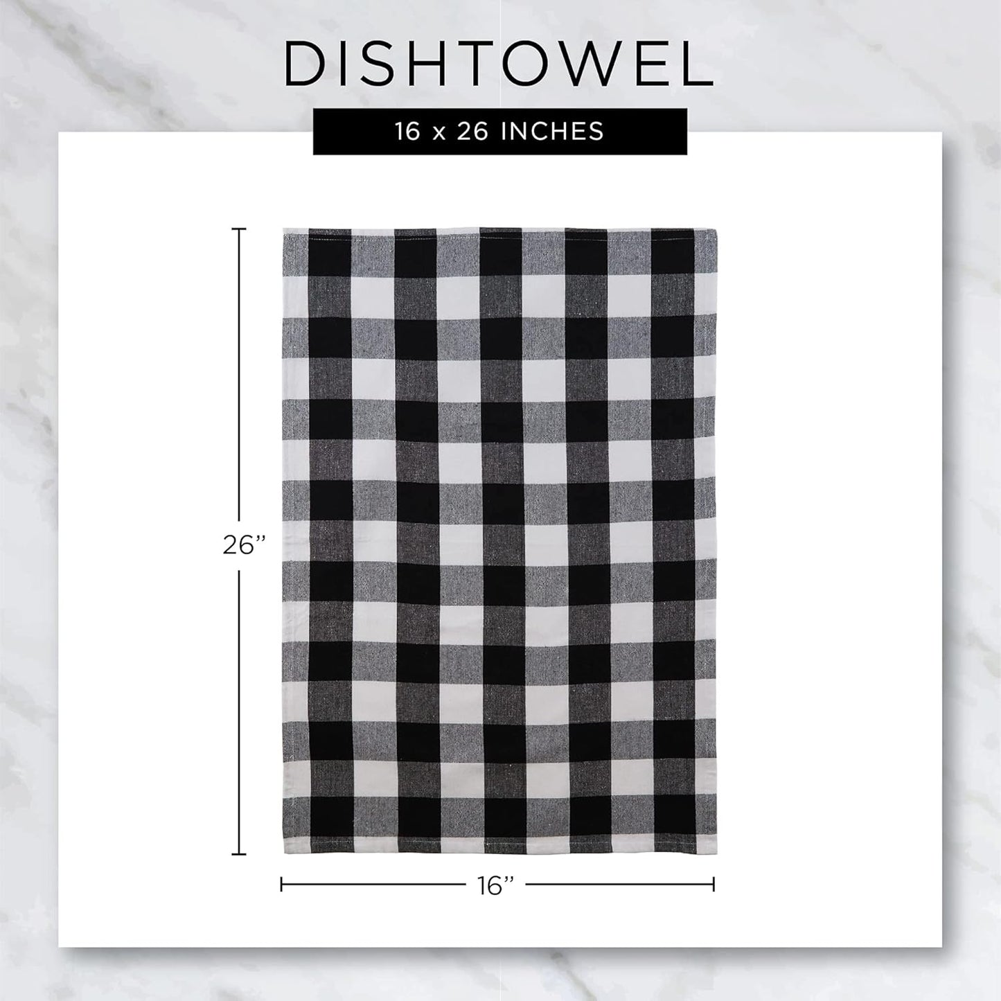 Basic Terry Collection Windowpane Dishtowel Set, 16x26, Yellow, 4 Count