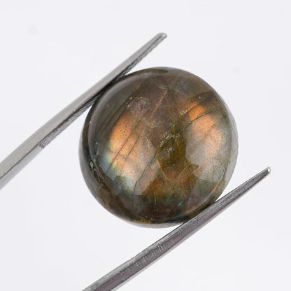 Natural Labradorite Gemstone Cabochon Pack of 5 Round Shape - Polished Crystal Stones for Jewelry Making Supply, Healing, Reiki & DIY Crafts, Natural Gem Cab Set for Wire Wrapping (15-18 mm)